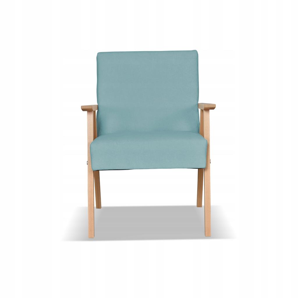 Fotel w stylu PRL retro vintage SOLER Family Meble turkusowy welur Hunter