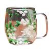 Double-Wall Glass Mug 350ml Heat-Resistant Flower Coffee Tea Cup Insulated Cup for Hot Cold