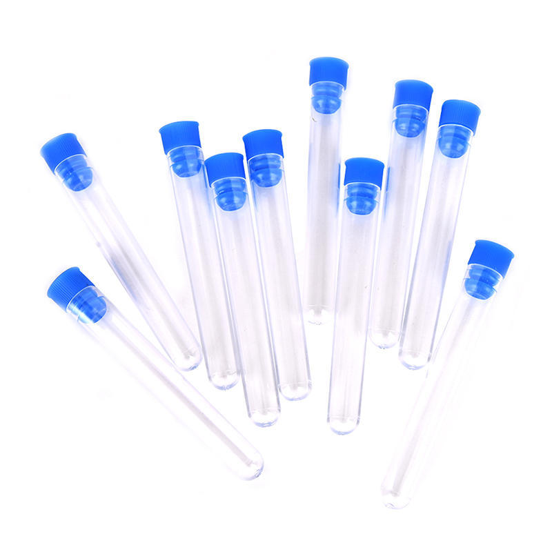10Pcs 15X100Mm Clear Plastic Test Tubes Hard Plastic Test Tube With Wing Plug