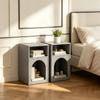 Set of 2 nightstands, bedside table with open compartments, curved design