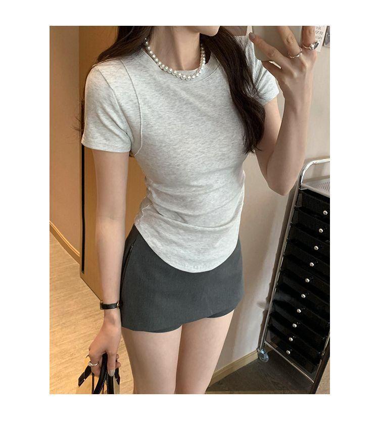 Женская приталенная черная футболка с косточками, с прямыми плечами – 92% хлопок, 8% спандекс, летний топ