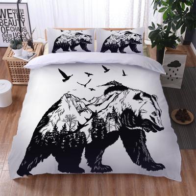 Комплект постельного белья King Duvet Cover Set с 3D принтом животных бурого медведя для детей подростков взрослых, пододеяльник на молнии и наволочка