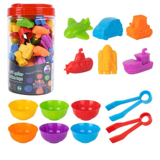 1 набор игрушек для подсчета животных с мисками, пинцетом, мультяшным динозавром, игрой на подсчет и сортировку цветов для малышей, мальчиков и девочек, обучающей игрой для дошкольников