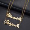 NEWNORTH Custom Name Necklace Stainless Steel Jewelry Personalized Custom Crown Double Name Pendant Couple Necklace for Women