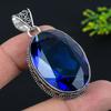 Лондонский голубой топаз Драгоценный камень 925 Стерлинговое серебро Ювелирная подвеска 2,25" N3T95
