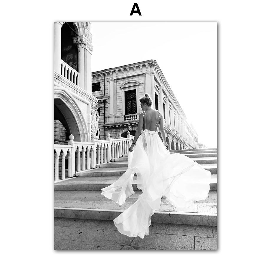 Нью-Йоркский мост, перо, цветок, модная девушка, настенное искусство, холст, живопись, постеры и принты, черно-белые настенные панно для гостиной