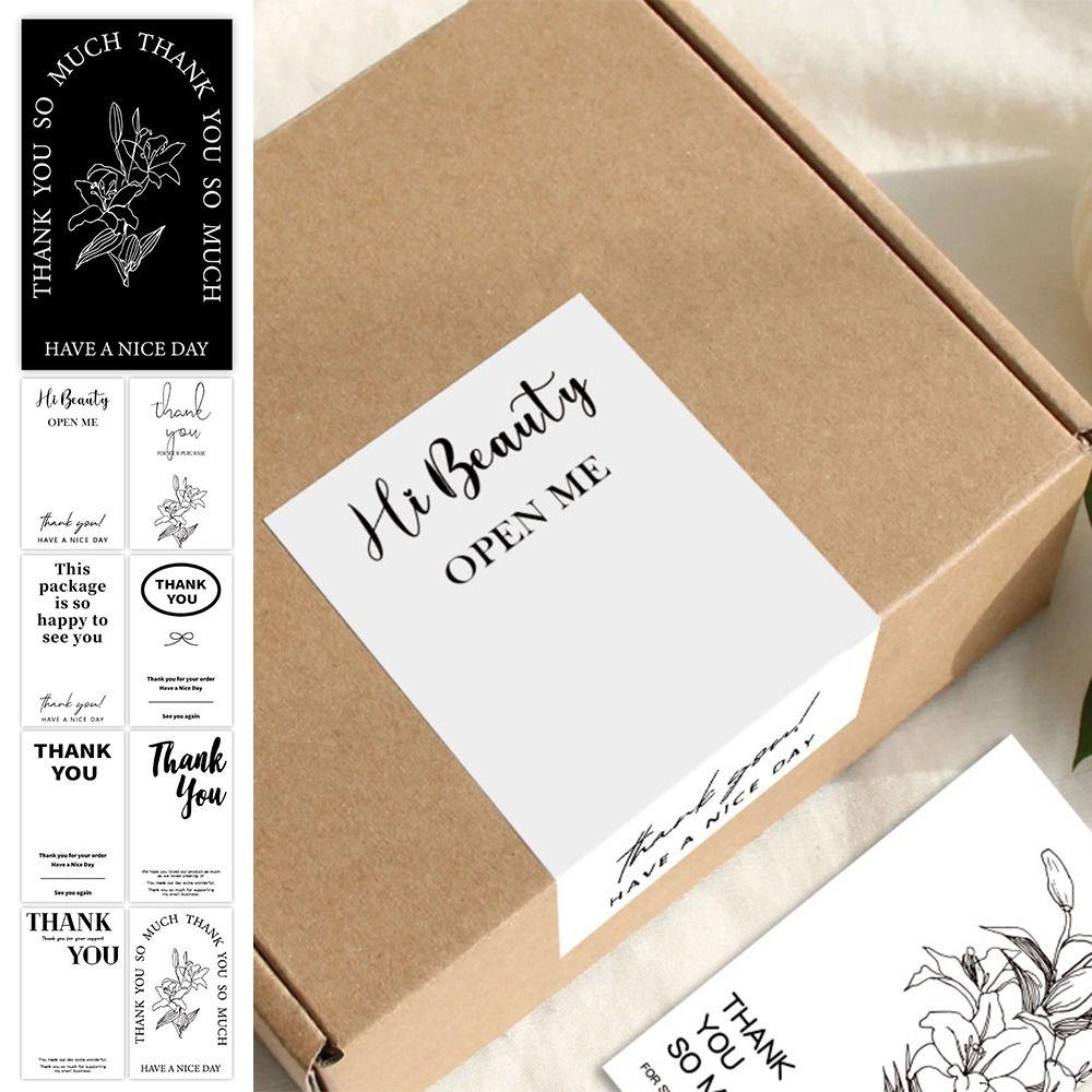 50PCS Commodity Packaging Thanks Decals 5.4*9cm Flower Sealing Labels Event