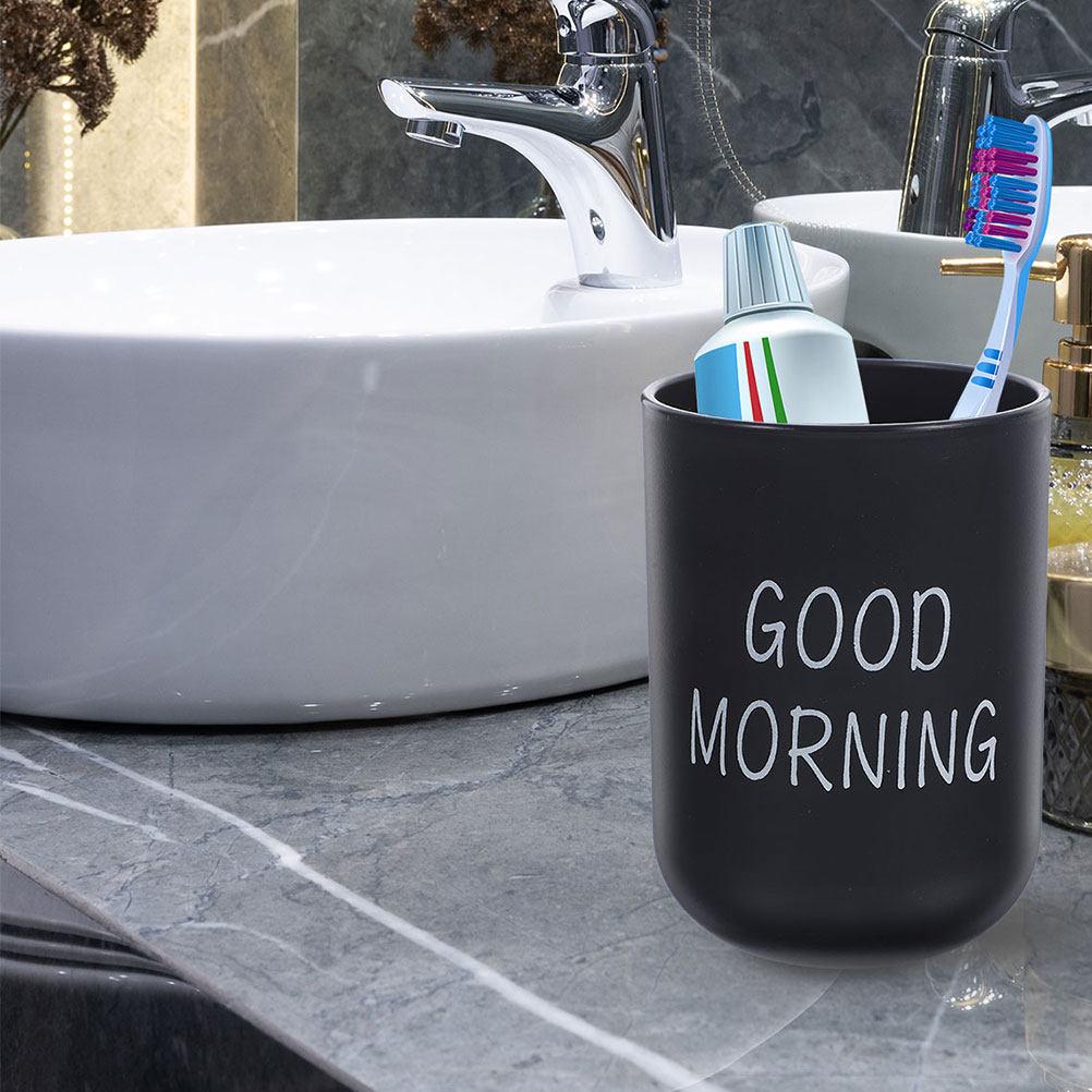 1pcs Black Plastic Bathroom Tumbler Cup Toothbrush Holder For Makeup Brushes Storage Rinse Mug Reusable Travel Tumbler