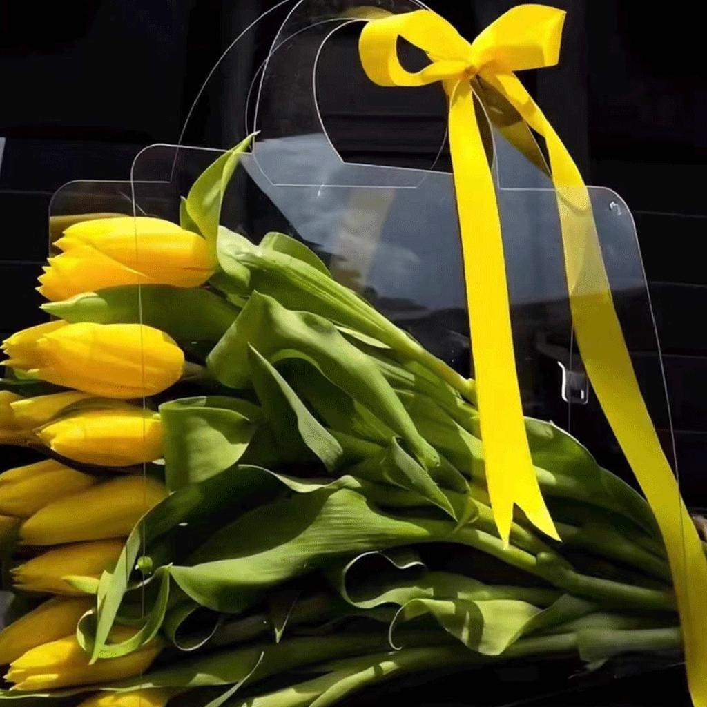 Прозрачная ПЭТ Коробка для свежих цветов Сумка-букет Сумка для упаковки цветов Сумка для подарков на фестивали и вечеринки Упаковочный пакет для роз