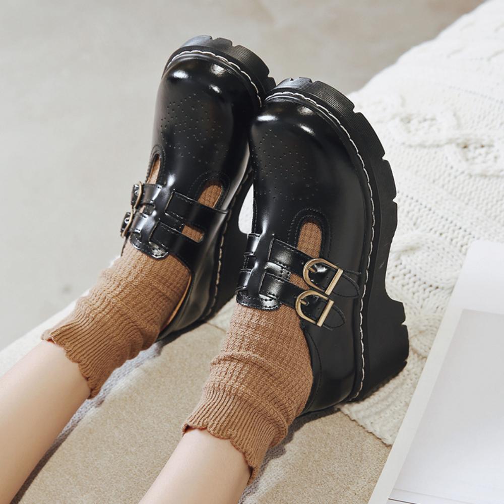 Ретро женские туфли на платформе японские туфли Мэри Джейн одинарные милые большие головки Jk маленькие кожаные туфли