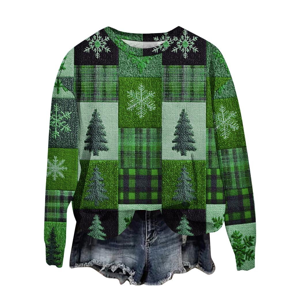 Women's Fashion Printed Long Sleeve Loose Round Neck Sweatshirt Top Fall