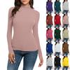 Women's Fashion Slim-Fit Stretch Base Layer Top Solid Colour Long-Sleeved Blouse