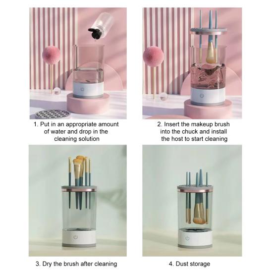 Электрический очиститель для кистей для макияжа USB Автоматическая машина для чистки косметических кистей Многофункциональная сушилка для косметических кистей Держатель Контейнер для мытья инструментов