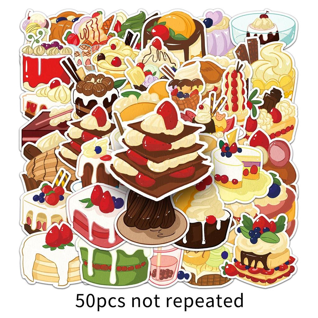 50 Dessert Doodle Personalized Hand-painted Cakes for Kids Decorative Mobile Phone Case Suitcase Stickers Waterproof