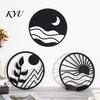 Minimalist Wall Hanging 3Pcs Boho Art Decoration, Vintage Metal Hollow-out Decor, Silhouette Living Room Accent Sculpture, Ornament for Bedroom Office