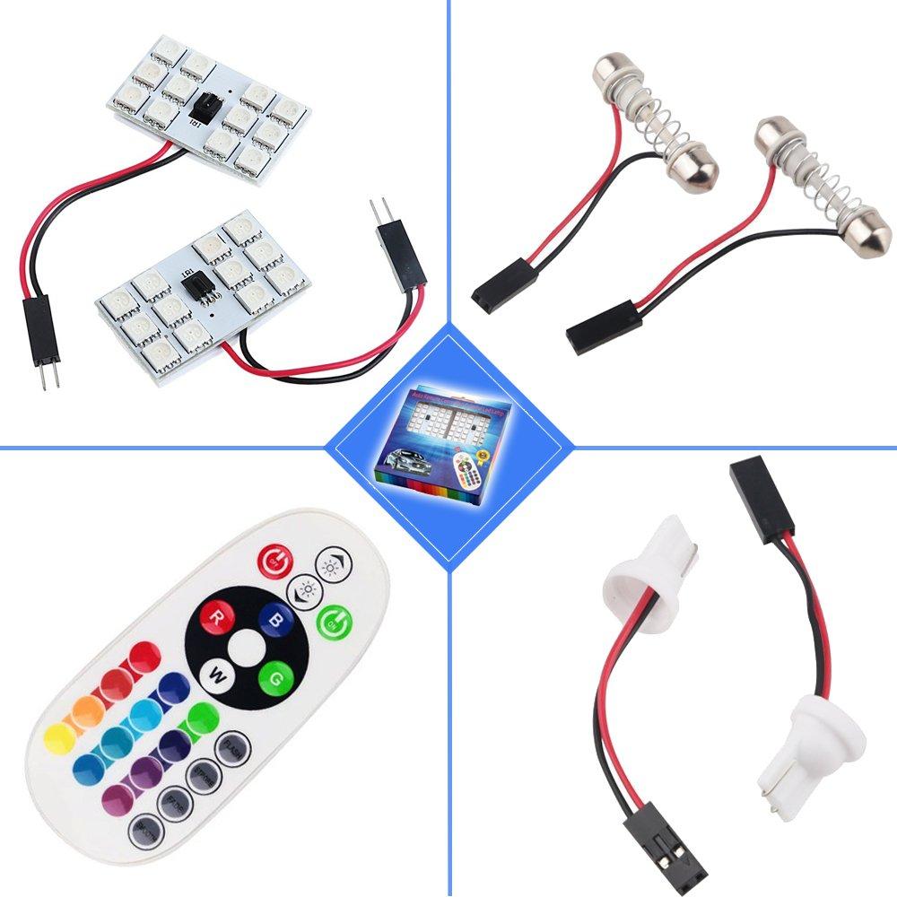 1797 Светодиодная панель для комнатного светильника T10 RGB светодиодная лампа C5WW5WLED для салона автомобиля, плафон T10, гирлянда 2 типа с адаптером, дистанционное управление, 12 В Ca