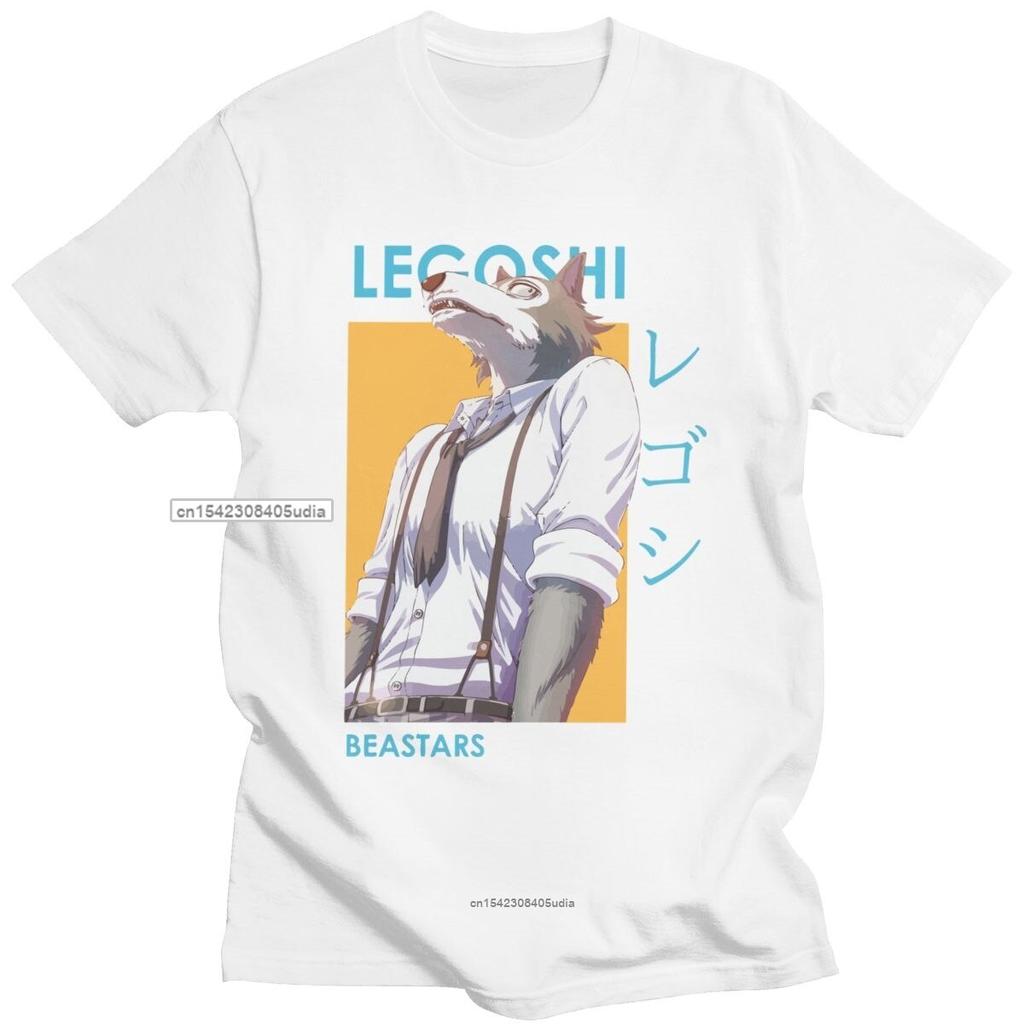 Легоши Beastars Волк Мужские Футболки Чистый Хлопок Япония Аниме Манга Футболки Круглый Вырез Короткий Рукав Повседневная Футболка Футболка