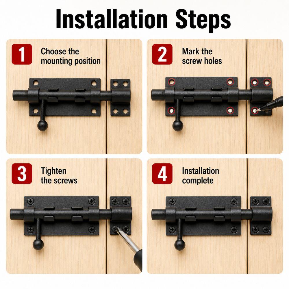 304 Stainless Steel Slide Bolt Lock Heavy Duty Gate Latch Durable Barrel Bolt Latch Gate