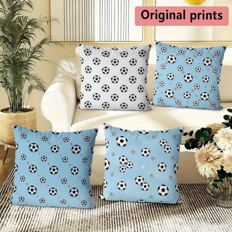 Soccer Print Decorative Throw Pillow Covers Pattern Cushion Cover Suitable For Sofa Bedroom Car Pillow Cover