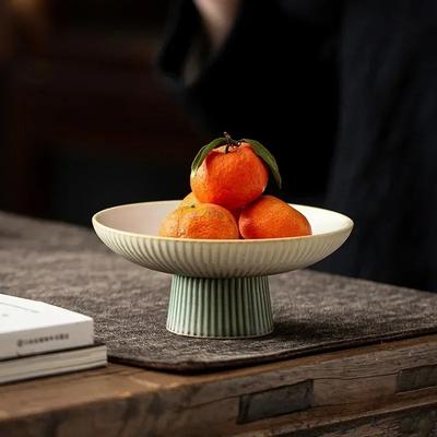 Бытовая винтажная фруктовая тарелка керамический поднос для закусок японская высокая подставка тарелки для ужина с орехами гостиная конфетница кухонные аксессуары