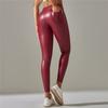 Женские модные леггинсы из искусственной кожи с высокой талией, однотонные облегающие штаны для йоги