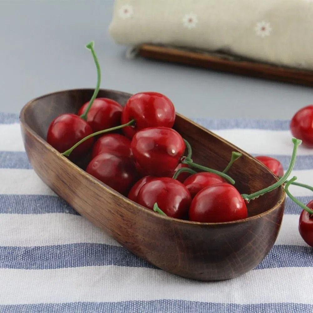 Oval Dried Fruits Serving Tray Wooden Sushi Snack Plate Household Salad Bowl for Food