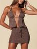 Women Knit Beach Set Sexy Wrap Backless Lace-up Sleeveless Top Mini Skirt 2-piece 2025 Chic Summer Outfit Swimwear Cover Up K153