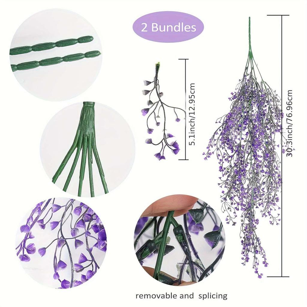 1 шт. Искусственные подвесные цветы глицинии - Устойчивые к УФ-излучению искусственные растения для дома, вечеринок - Универсальные украшения для помещений и улицы