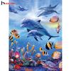 Diamond Embroidery Seabed Animals Picture Of Rhinestone Full Round Diamond Painting Cross Stitch Dolphin Kit Mosaic