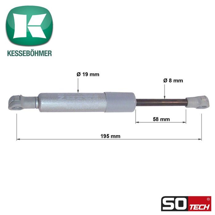 2 x Amortisseur à gaz original Kesseböhmer Lift-o-Mat 250 N - Ressort à gaz/compression pour ferrure Kesseböhmer
