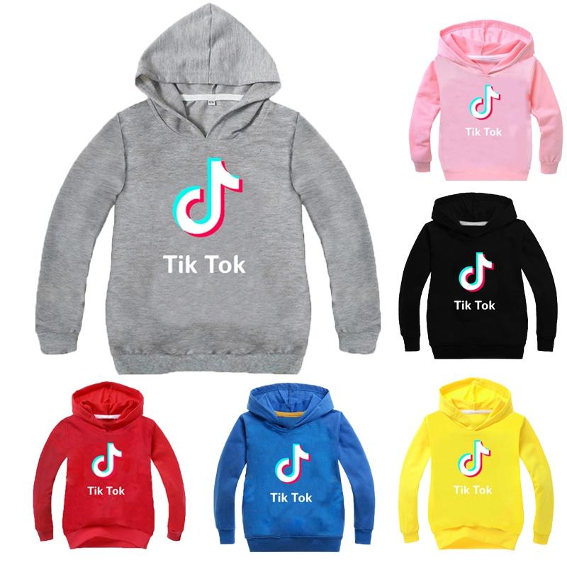 Детский свитшот с буквами Tik Tok, худи с длинным рукавом, модные пуловеры