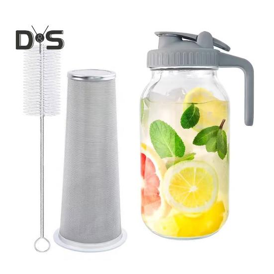 Cold Brew Coffee Maker 32oz/64oz Glass Pitcher with Stainless Steel Filter Wide Mouth Mason Jar Pitcher for Iced Tea Lemonade