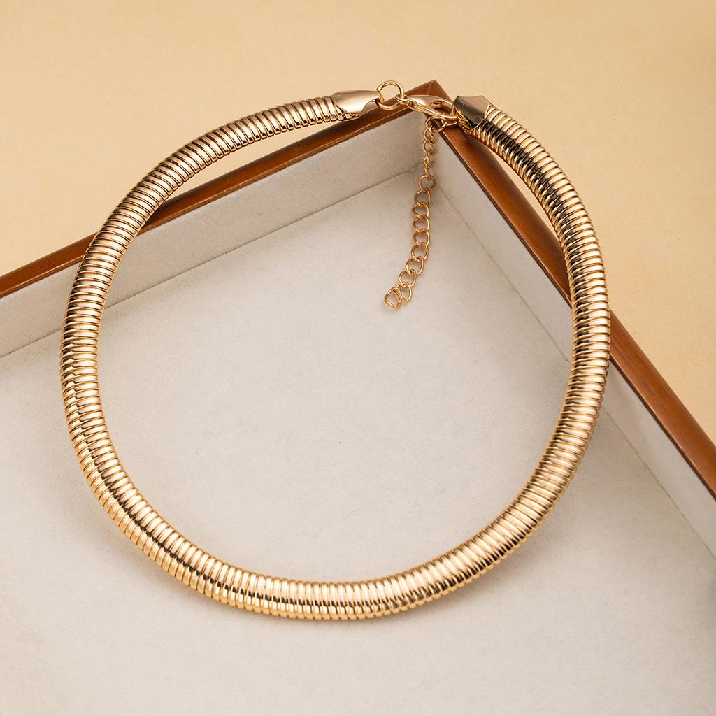 Золотая цепочка «Змеиная кость», толстая цепочка-ожерелье, простое и изысканное, преувеличенное плетение, модная персонализированная цепочка для ключицы
