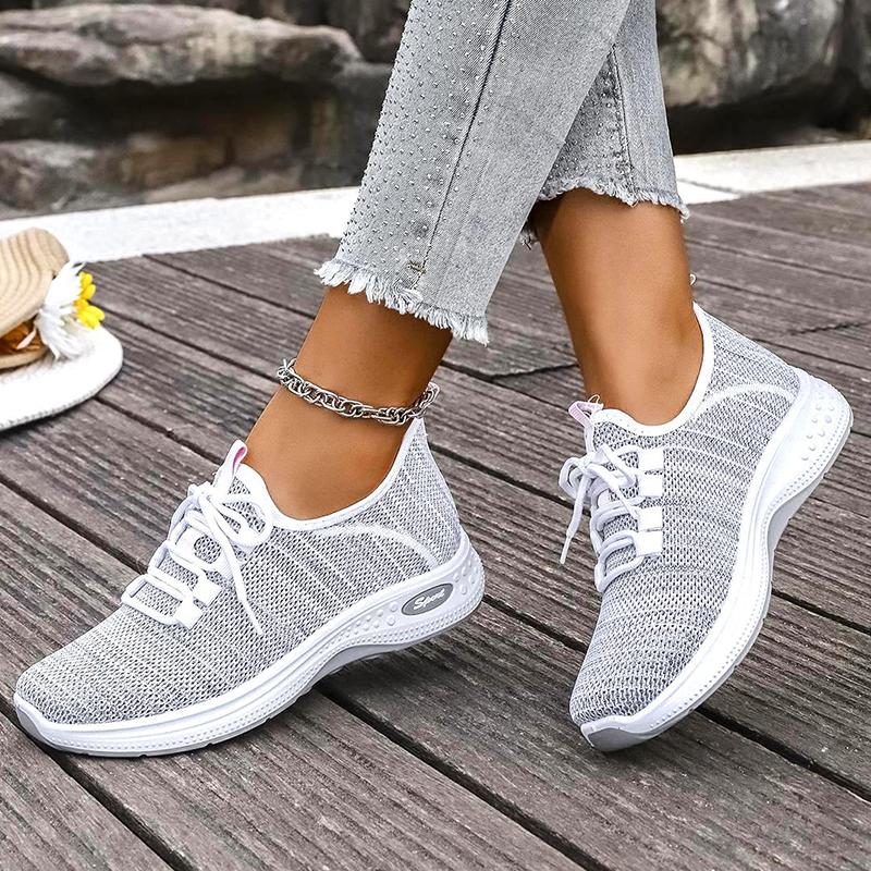 Fashion Spring Autumn Thick Sole Sneakers Women 2025 New Soft Sole Breathable Casual Shoes Woman Comfort Non Slip Knit Sport Sneaker 42