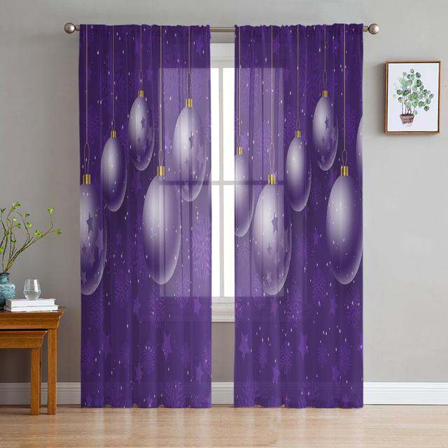 Рождественский бант, шар, рождественская елка, тюлевые шторы для украшения гостиной, современные шифоновые прозрачные вуали, рождественские шторы