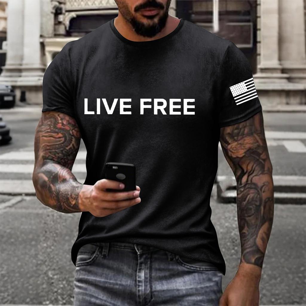 Men's Printed Short Sleeve T-Shirt Men's Loose Casual Short Sleeve Top