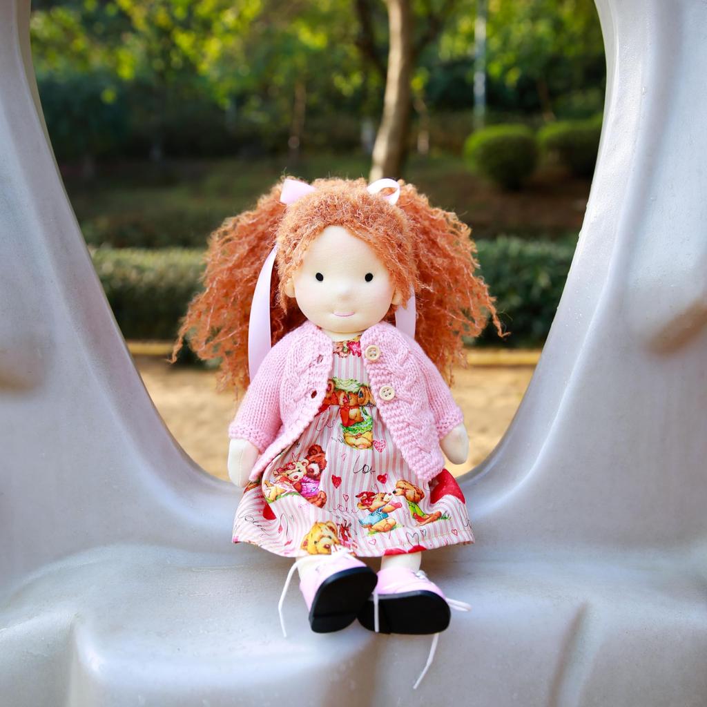 BlissfulPixie Waldorf Doll Handmade Doll Waldorf Doll Autumn 30cm Soft Girl Cute Stuffed Toy Perfect Doll for Kids -