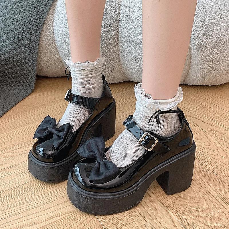 Brand Women's Shoes 2025 Mary Janes Women's High Heels Fashion Butterfly-knot Dress Pumps Women New Plus Size Solid Heels Women