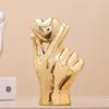 Жест любви Статуэтка одной руки Керамическая скульптура руки в форме сердца Золотисто-серебристое настольное украшение для гостиной, спальни, книжной полки, рабочего стола