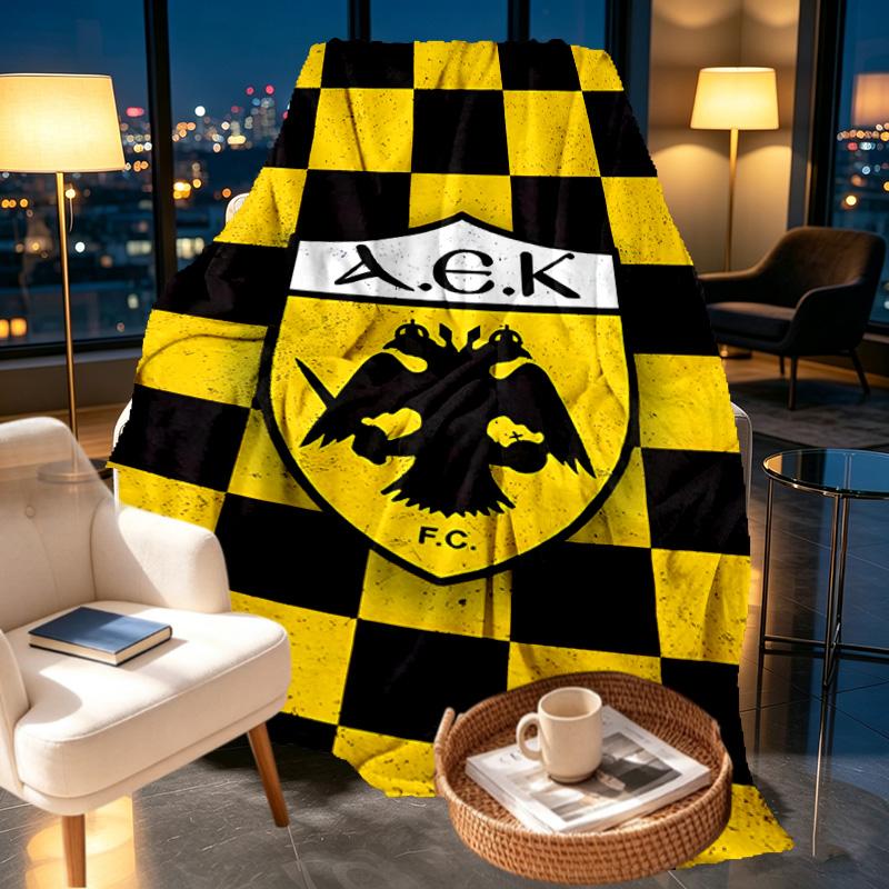 AEK Athens FC Print Blanket - Soft & Comfortable, for Bedroom, Travel, Sofa, Home Decoration - Birthday Christmas Gift for Friend