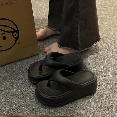 Женские шлепанцы EVA 7 см на толстой подошве: Модные, увеличивающие рост, мягкие и нескользящие, идеально подходят для летнего отдыха на открытом воздухе.