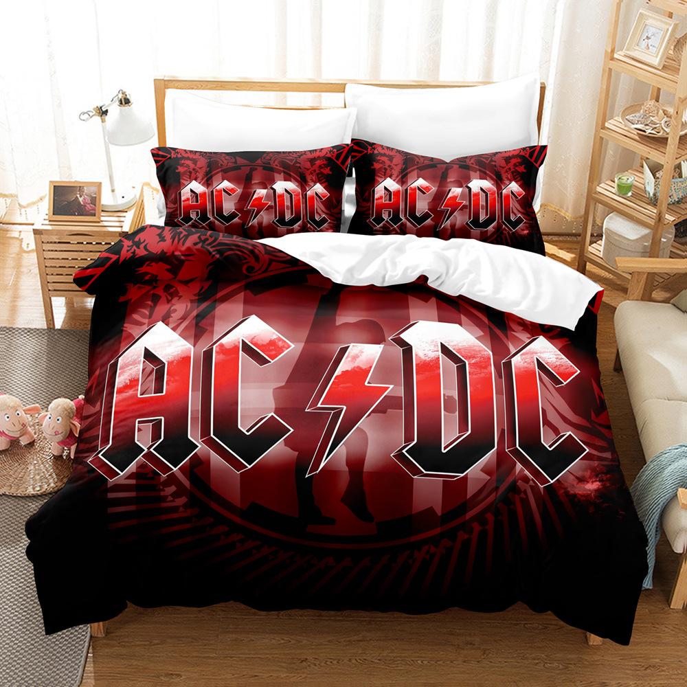 3D Digital Printing Bedding Four-Piece Set Three-Piece Set Acdc Bed Sheet Quilt Pillow