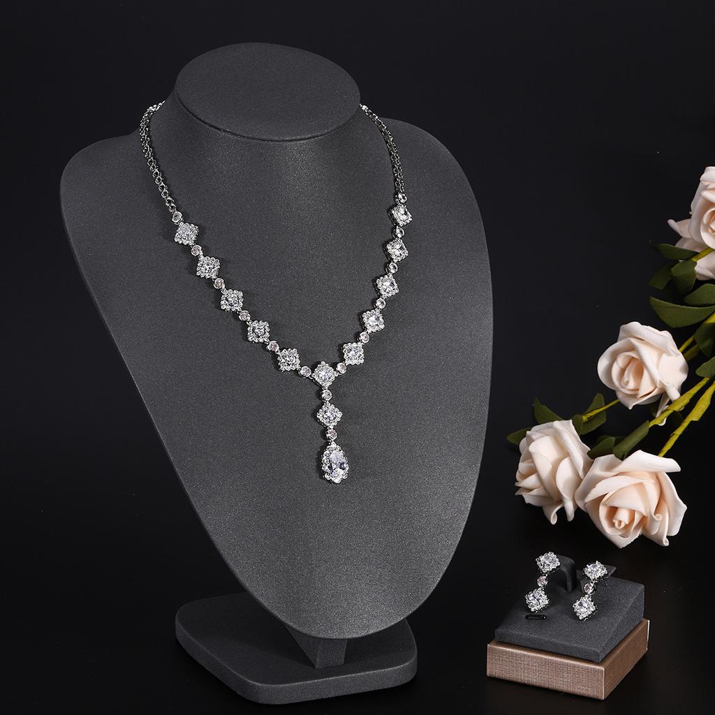 Ювелирные изделия в европейском и американском стиле, ожерелье с каплями воды из циркона, женственное свадебное платье, высококачественные свадебные украшения, комплект сережек-гвоздиков