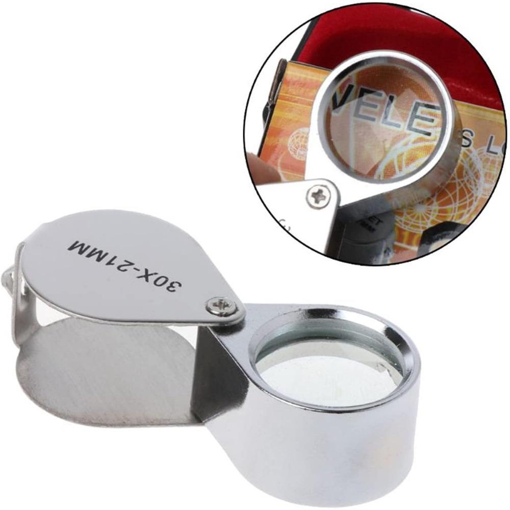 Мобильный телефон/ПК/ноутбук/ремонт часов/ювелирные очки металлический корпус ручная лупа (Серебро 30X 21Mm)