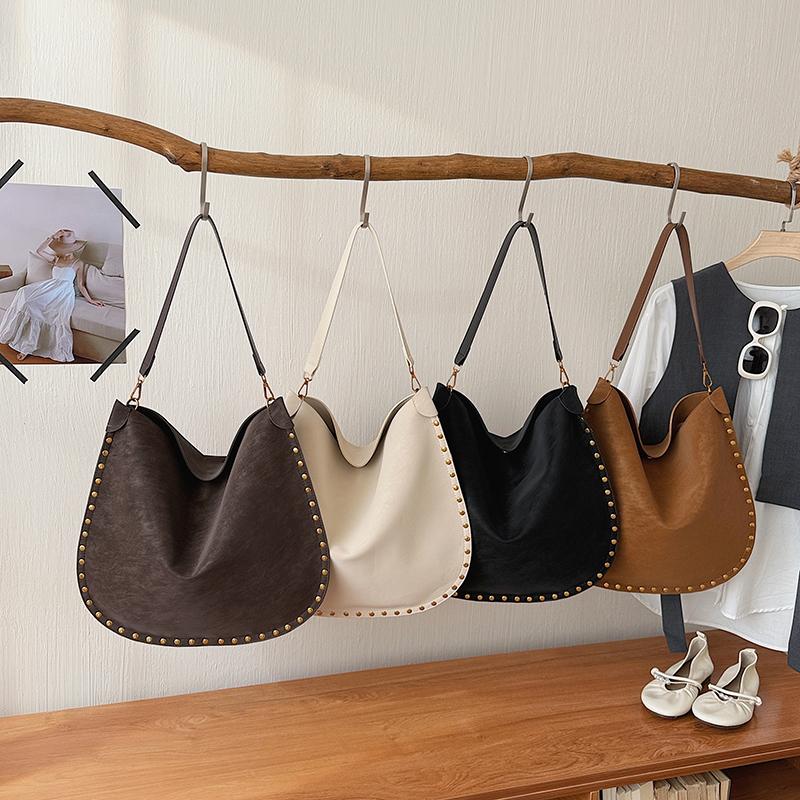 Persality Horseshoe Shape PU Solid Hasp Women's Shoulder Bags Exquisite Rivets Large Capacity Versatile Crossbody Bag