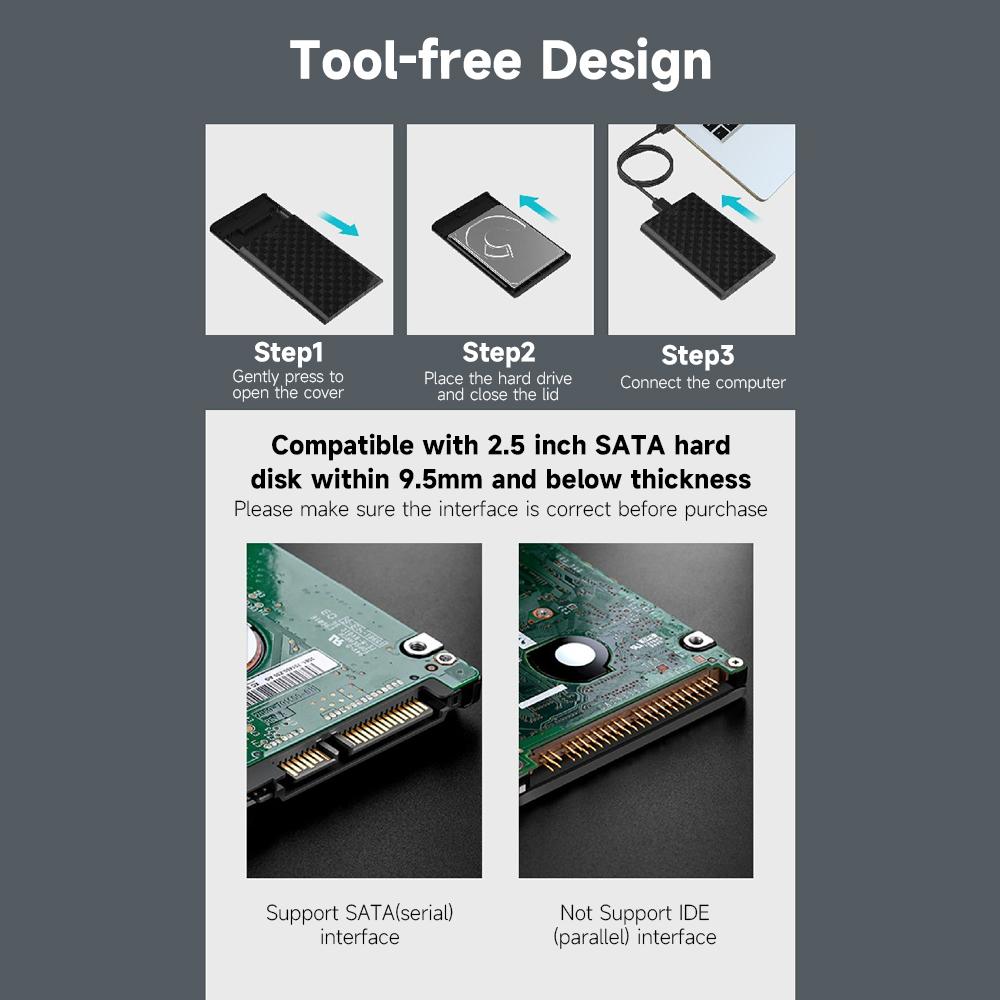 Lenovo S02 Корпус для жесткого диска 2,5-дюймовый корпус SSD SATAIII к USB3.0 Внешний чехол SATA 5 Гбит/с для коробки емкостью 6 ТБ для мобильного портативного жесткого диска