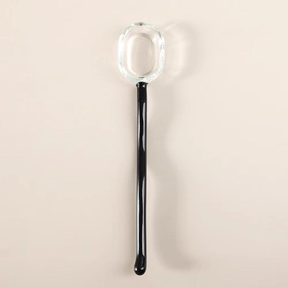 Контрастный цвет Кофейная ложка для перемешивания Прозрачные чайные ложки Стеклянная десертная ложка для кухни