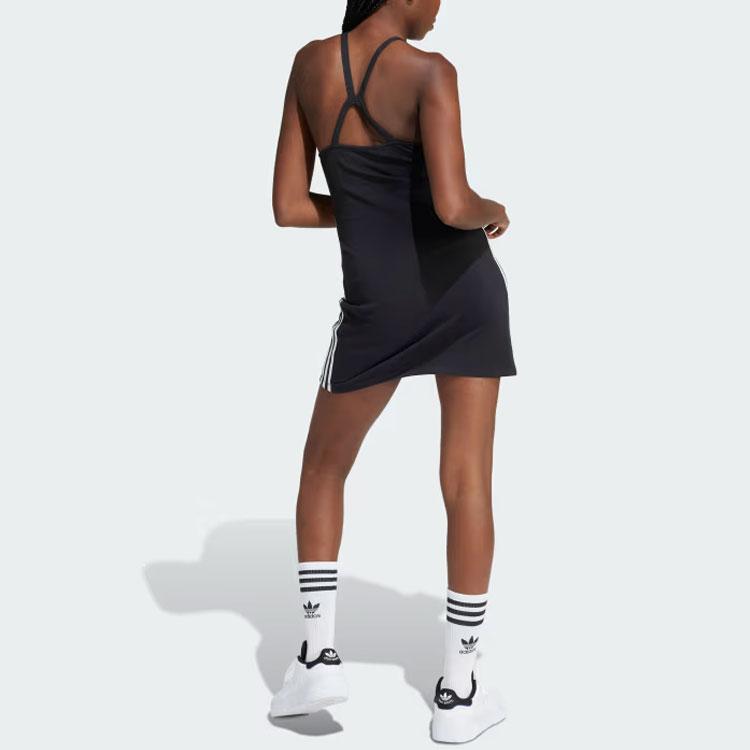 adidas Мини-платье в 3 полоски с логотипом Originals, черное женское платье IU2426