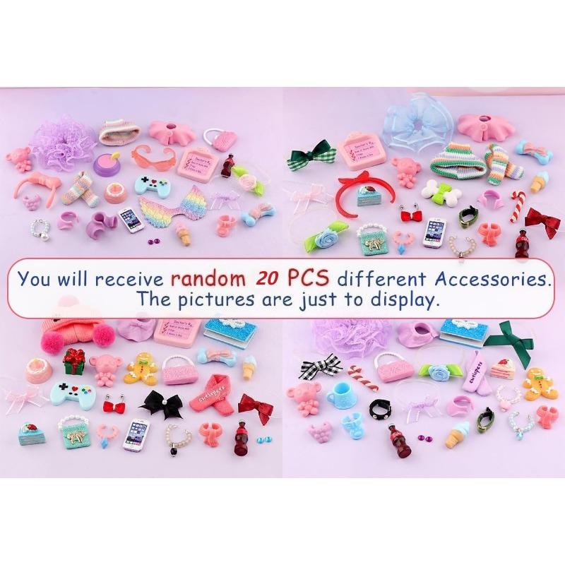 15/20/25pcs Pet Shop Lovely Accessories,Clothes Hat Bear Food Collar Necklace Bow Hat for Collectible,Compatible with Lps Toys