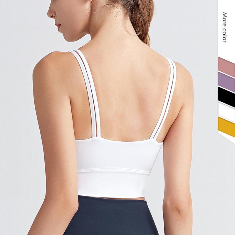 Европейский и американский спортивный бюстгальтер для йоги с двойными бретелями и съемными подушечками